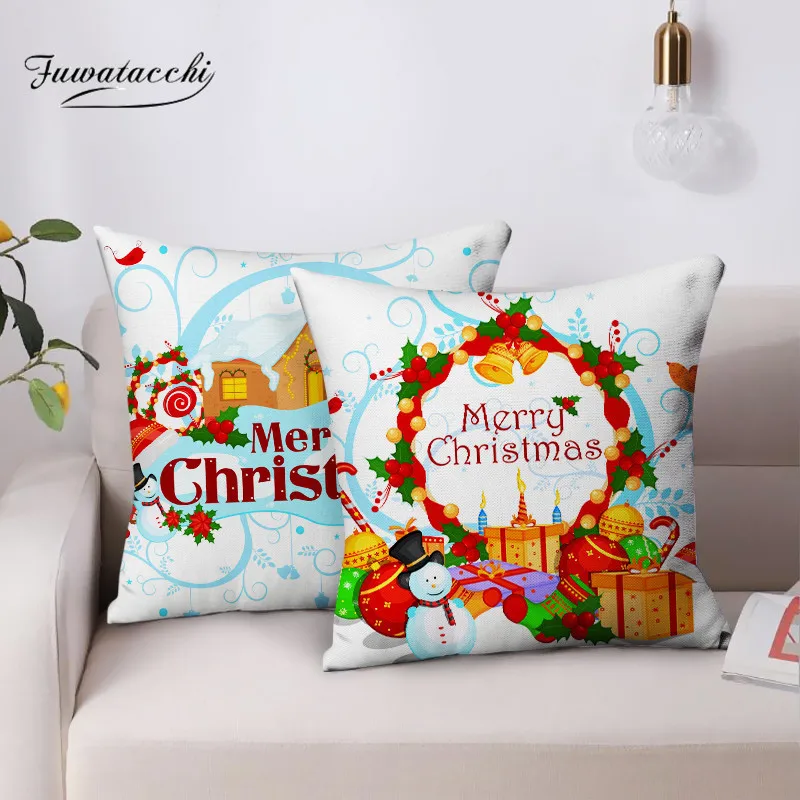 

Чехол для подушки на Рождество Fuwatacchi с изображением рождественской елки и заката, декоративная наволочка для дивана, наволочка для дома, 2020