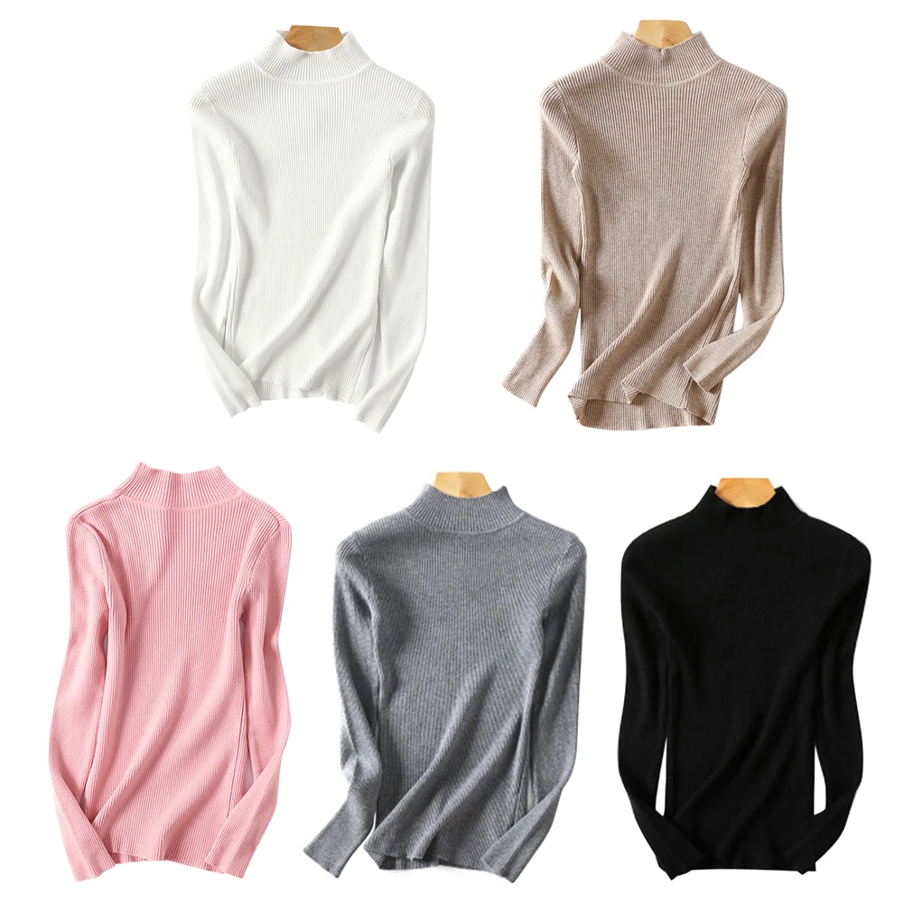 

Sweater Women Autumn Winter Turtleneck Pullovers Sweaters Primer Shirt Long Sleeve Short Korean Slim-Fit Tight Sweaters