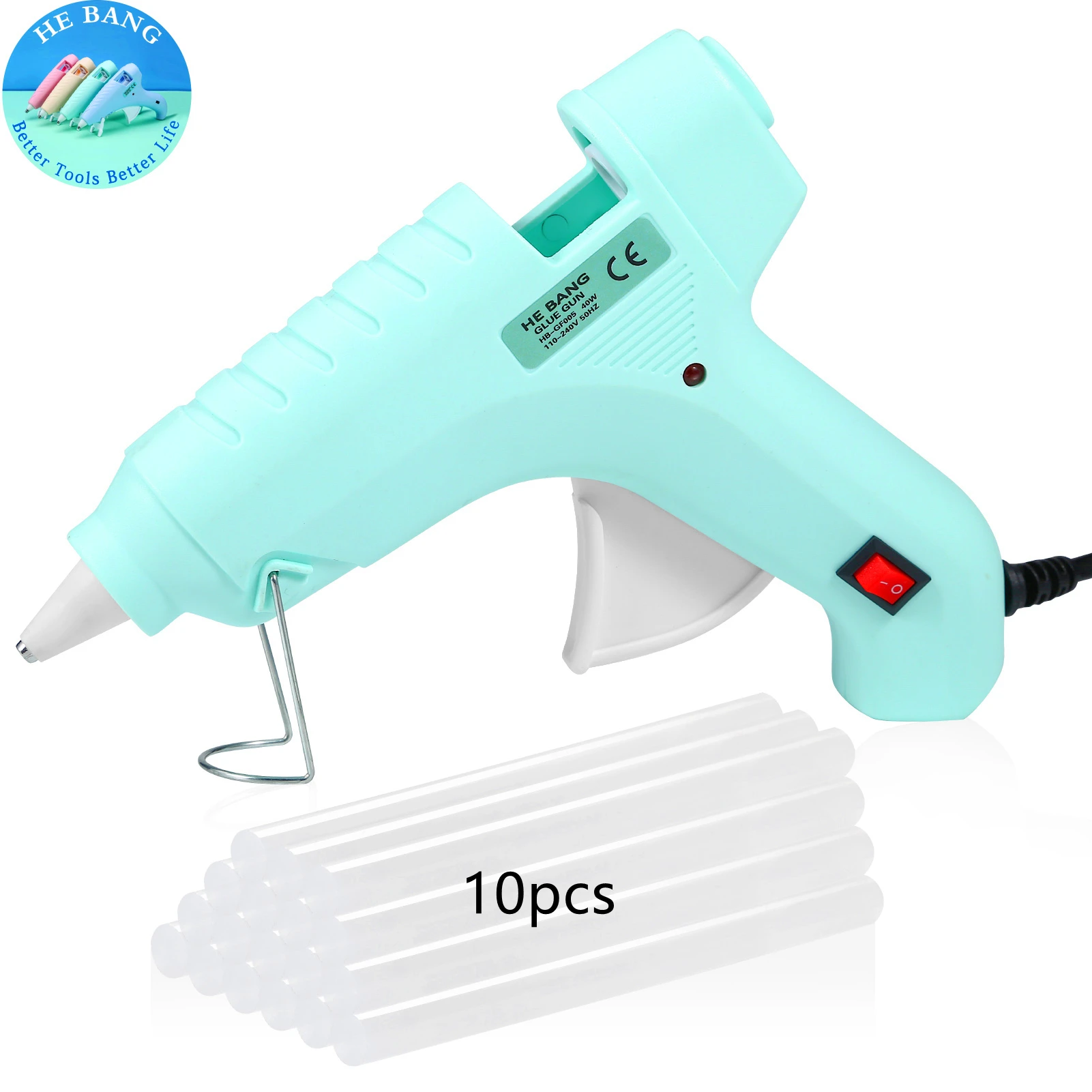 

HEBANG Green 40W*10pcs Glue Sticks Hot Melt Glue Gun High Temperature Anti-drip Melting Quick Home Repair Arts Crafts DIY Sealin