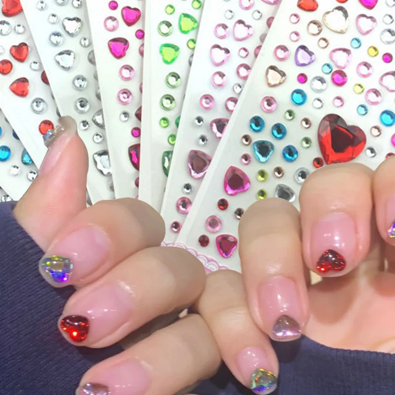 Многоцветный любящее сердце бриллиант уход за кожей лица бровей наклейки 3D