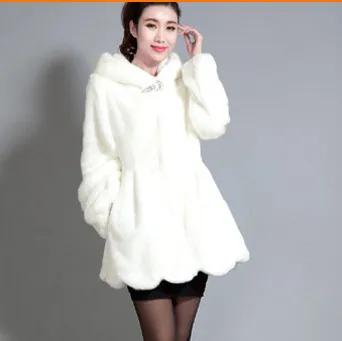 2020 6XL Women Winter Solid Color Hooded Elegant Faux Fur Coat Casaco Feminino Thick Long Rabbit Outwear V529 | Женская одежда