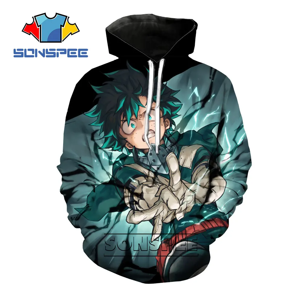 

SONSPEE 3D Print Anime Manga My Hero Academia Boku Hoodie Casual Streetwear Sweatshirt Women Men Plus Size Pullover Coat Shirts