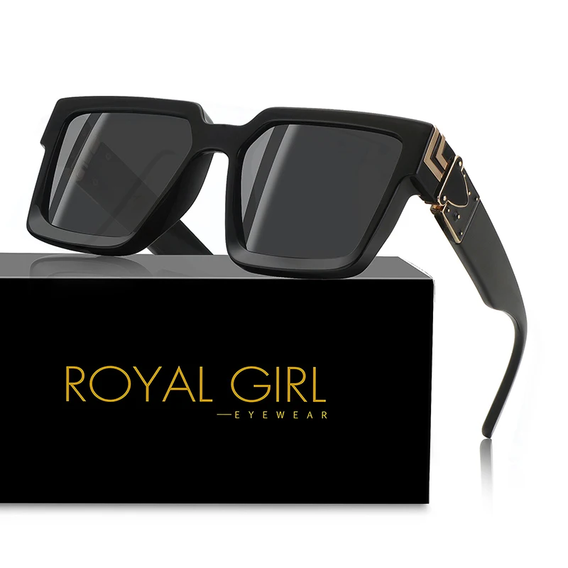 Новые квадратные модные солнцезащитные очки ROYAL GIRL, брендовые дизайнерские солнцезащитные очки унисекс с пластиковой металлической оправой ss359
