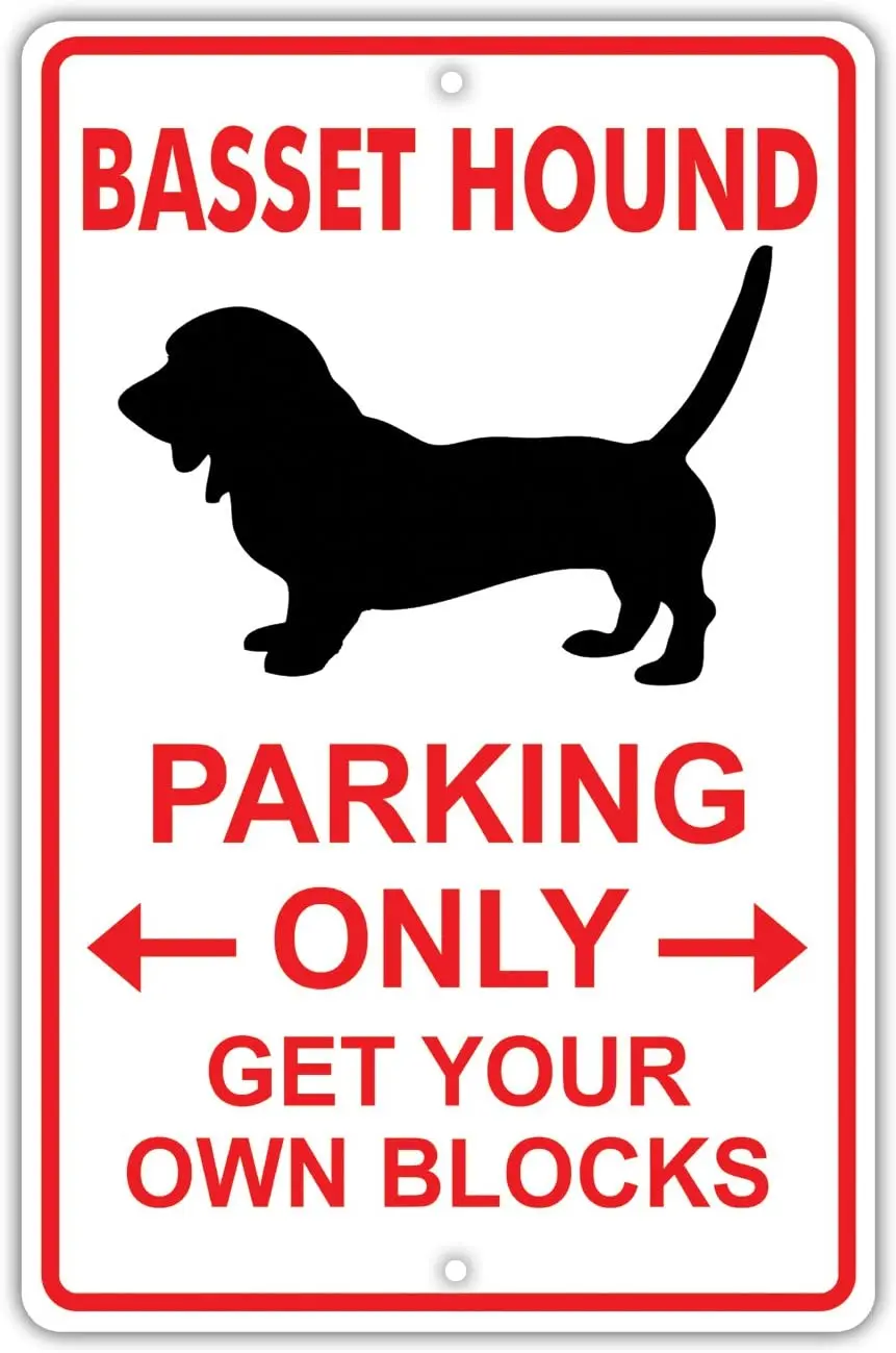 

Basset Hound Parking Only Dog Owner Novelty Aluminum 12"x8" Metal Sign