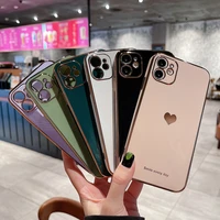 cute love heart electroplated 6d laser phone case for iphone 11 12 pro max 7 8 plus x xs xr se 2020 glossy lens protected