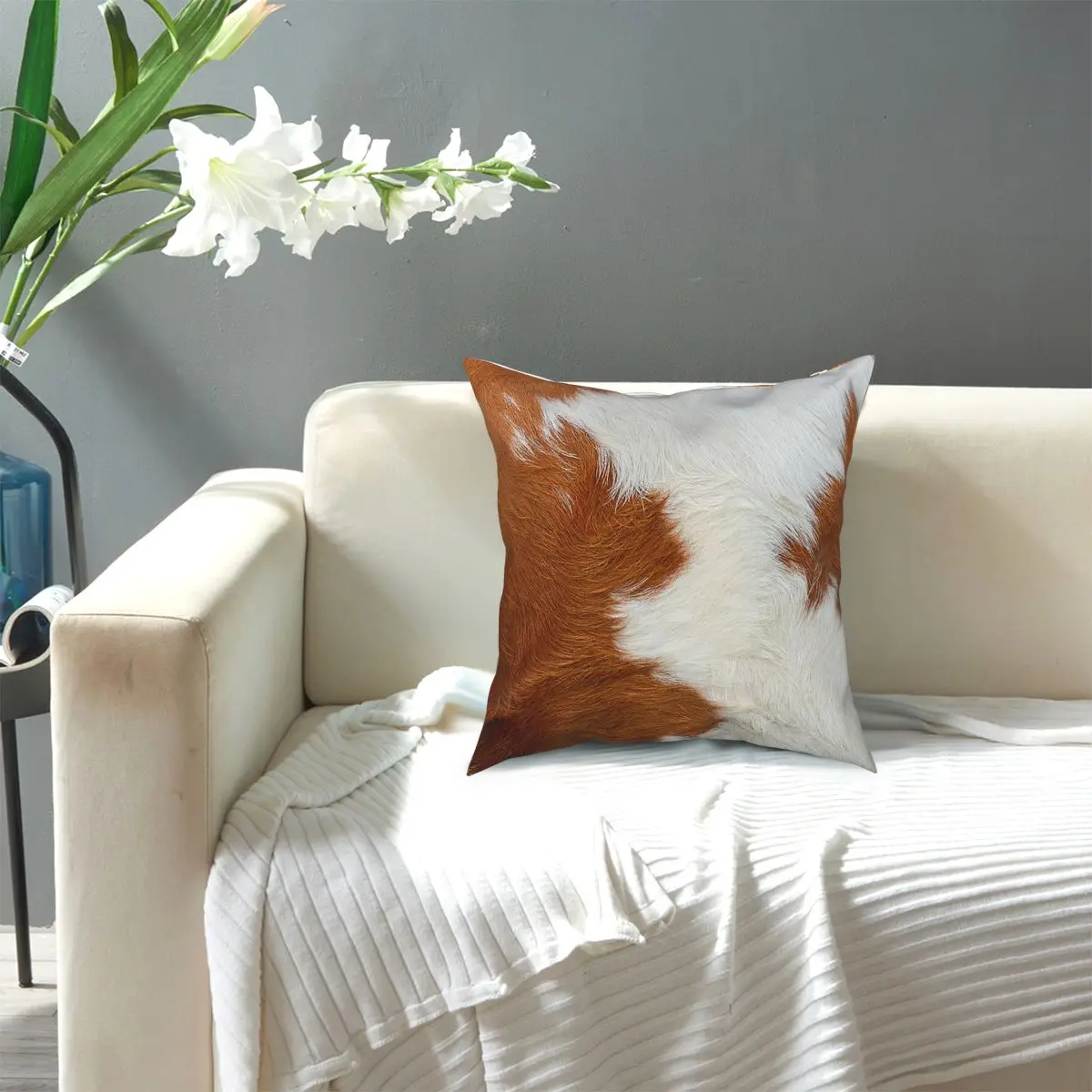 

Faux Cattle Skin Pillow Cover Home Decorative Cow Cowhide Animal Calf Cushions Throw Pillow for Sofa Double-sided Printing