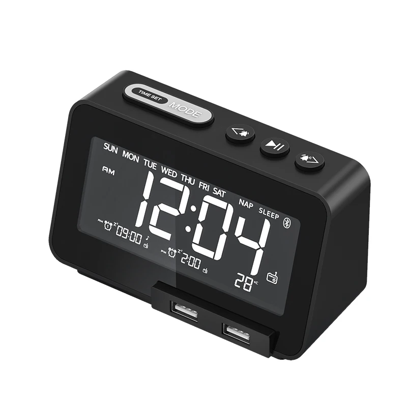 

LED Digital Alarm Clock Thermometer Wall Clock Lamp Square Rectangle Multi-function Table Watch USB Bluetooth-compatible Speaker