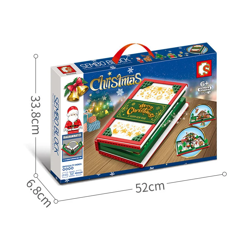 

635Pcs City Street View Educational Building Blocks Toys For Girls Friends 601094 Christmas House Santa Claus 3D Book Models