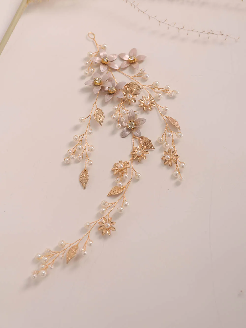 Винтажная Свадебная головная повязка с золотыми листьями и цветочным узором