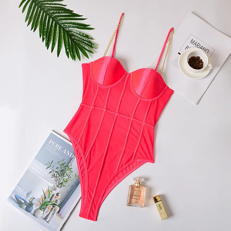 women's sexy fluorescent color perspective fishnet lace underwear Teddy bodysuit steel ring gathered one-piece bra set | Женская