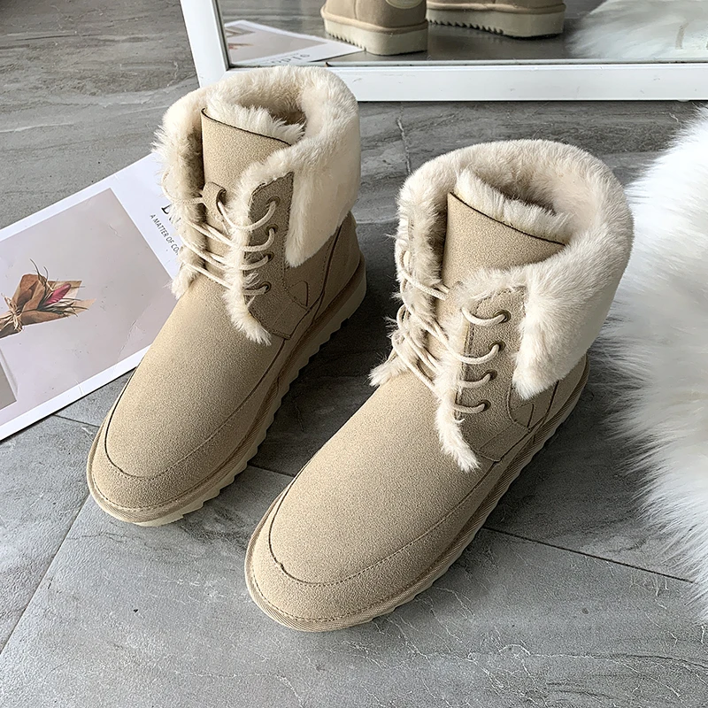 

Ankle boots Women Winter 2022 New Women Boots High Quality Keep Warm Snow Boots Femme Lace-up Comfortable Ladies Boots