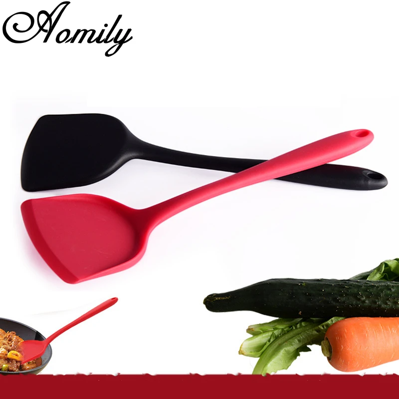 Amoliy Thickened Large Silicone Spatula Cooking Spoon Heat-Resistant Flexible Nonstick Baking | Дом и сад
