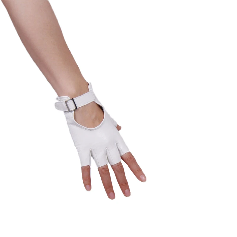 Перчатки из натуральной кожи с открытыми пальцами ультратонкие митенки чистой