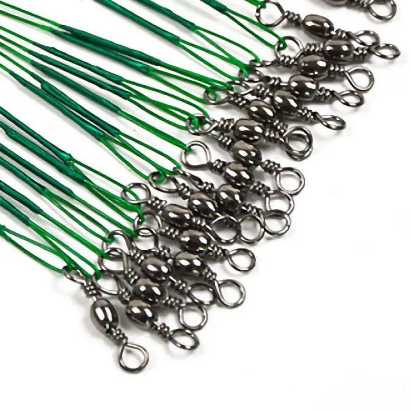 Рыболовная леска из нержавеющей стали 10 шт. поводок с вертлюжным креплением 12 27