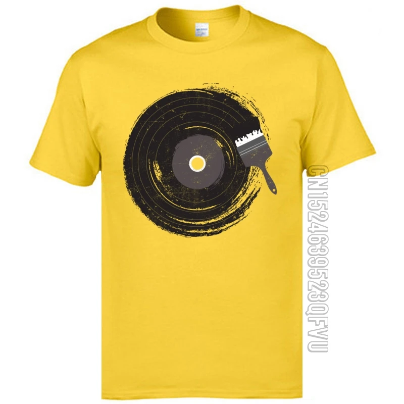 Черные футболки с дисковыми записями художественная музыка мужские Модные