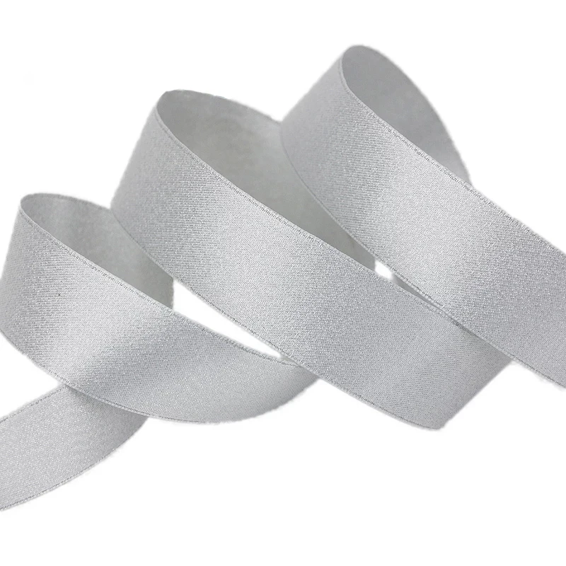 (5 м/лот) 25 мм белая Серебряная блестящая Двусторонняя сатиновая подарочная лента