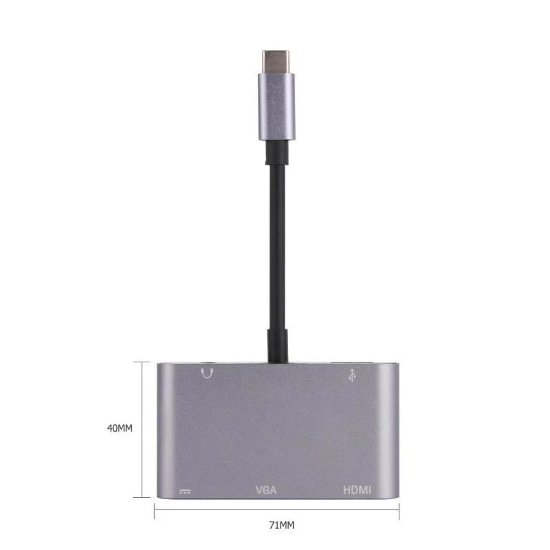 Адаптер с разъемом USB Type C на HDMI VGA 3 5 мм в 1 Thunderbolt для MacBook Pro| |