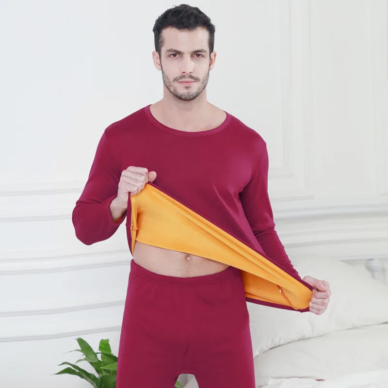 male-winered Jerrinut размера плюс женское/мужское термобелье L XL 2XL 3XL 4XL 5XL 6XL кальсоны для мужчин/женщин зимний комплект нижнего белья теплый - Цвет: male-winered