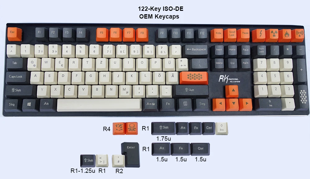 122 ключ Немецкая раскладка Европейская ANSI ISO-DE OEM PBT колпачки для Cherry MX переключатели механической клавиатуры