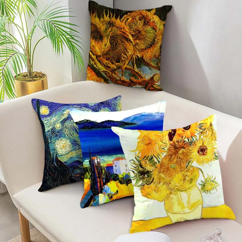 Чехол для подушки с рисунком Ван Гога 45 х45|Наволочки| |