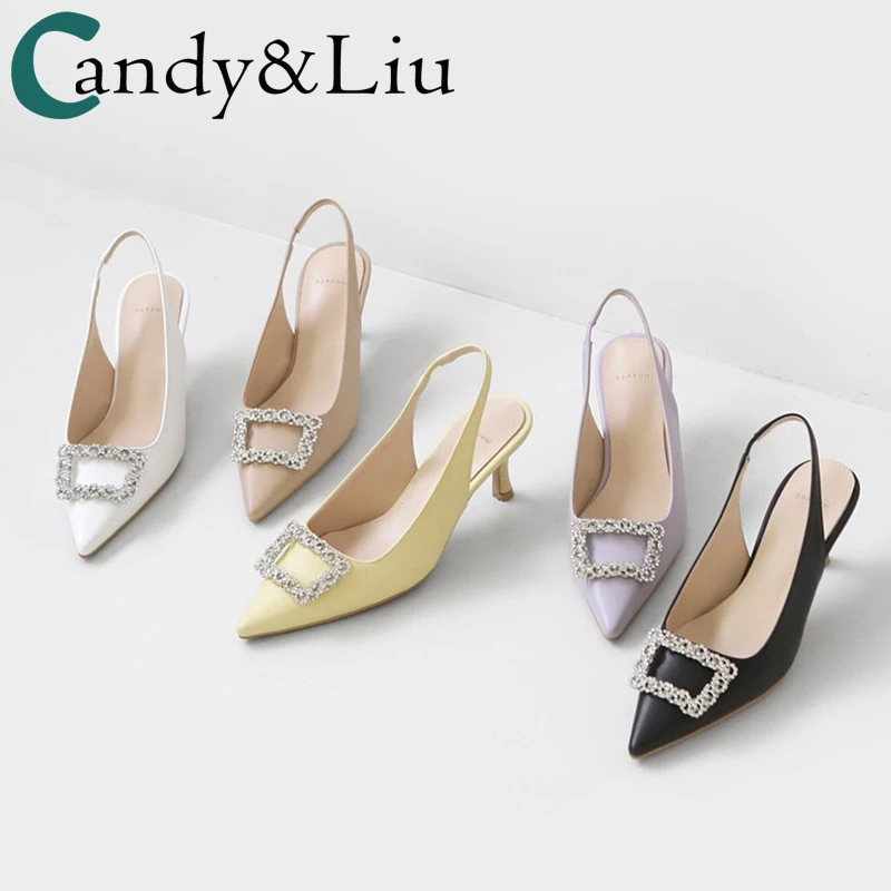 

Женские туфли с острым носком, на высоком каблуке, с кристаллами