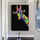 Современные Настенные художественная роспись Абстрактная животных Печать на холсте стены красочные жираф Аватар для Гостиная украшения Плакаты