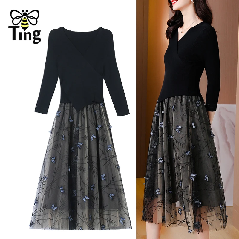 Платье женское ТРАПЕЦИЕВИДНОЕ с аппликацией-бабочкой на осень/зиму - купить по