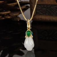 18k gold pierscionki pendant bizuteria gemstone real natural jade treasure pendant necklace jewelry pendant females gifts