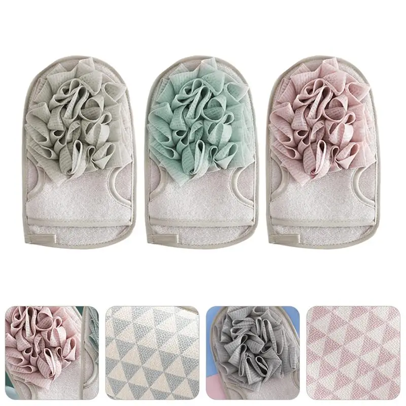 

3pcs Exfoliating Shower Double Sided Bath Shower Gloves Bath Body Scrubber