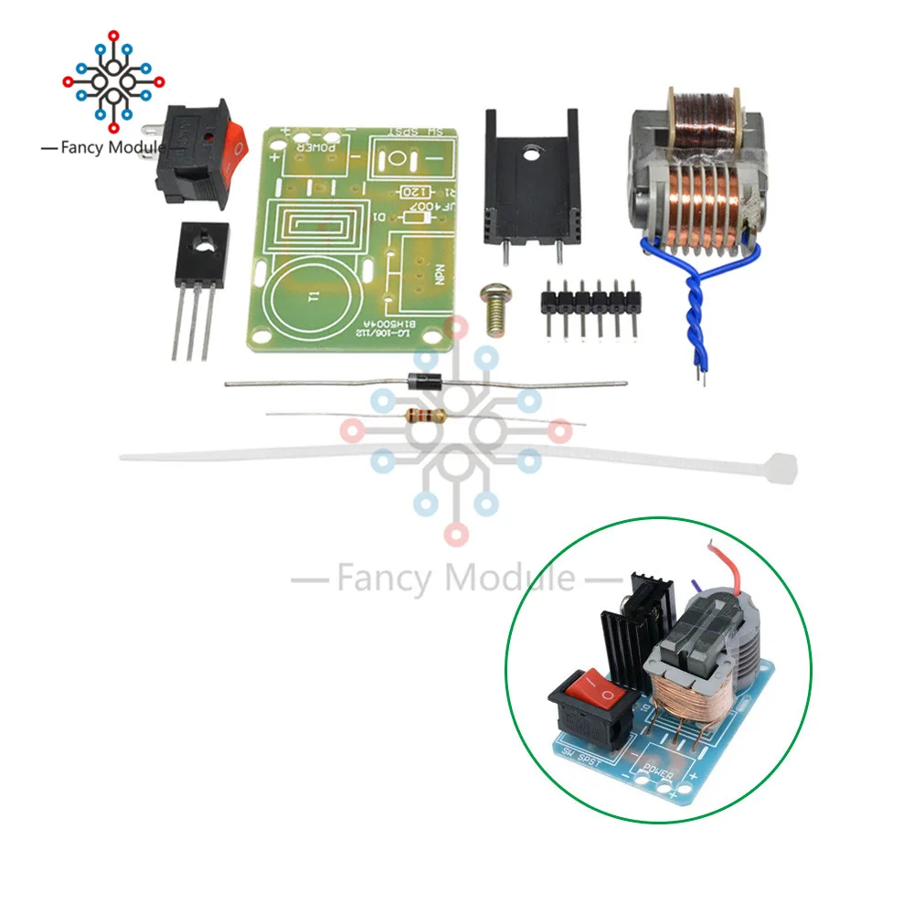 15KV High Frequency DC Voltage Arc Ignition Generator Inverter Boost Step-Up 18650 U Core Transformer Suite 3.7V DIY Kit | Инструменты