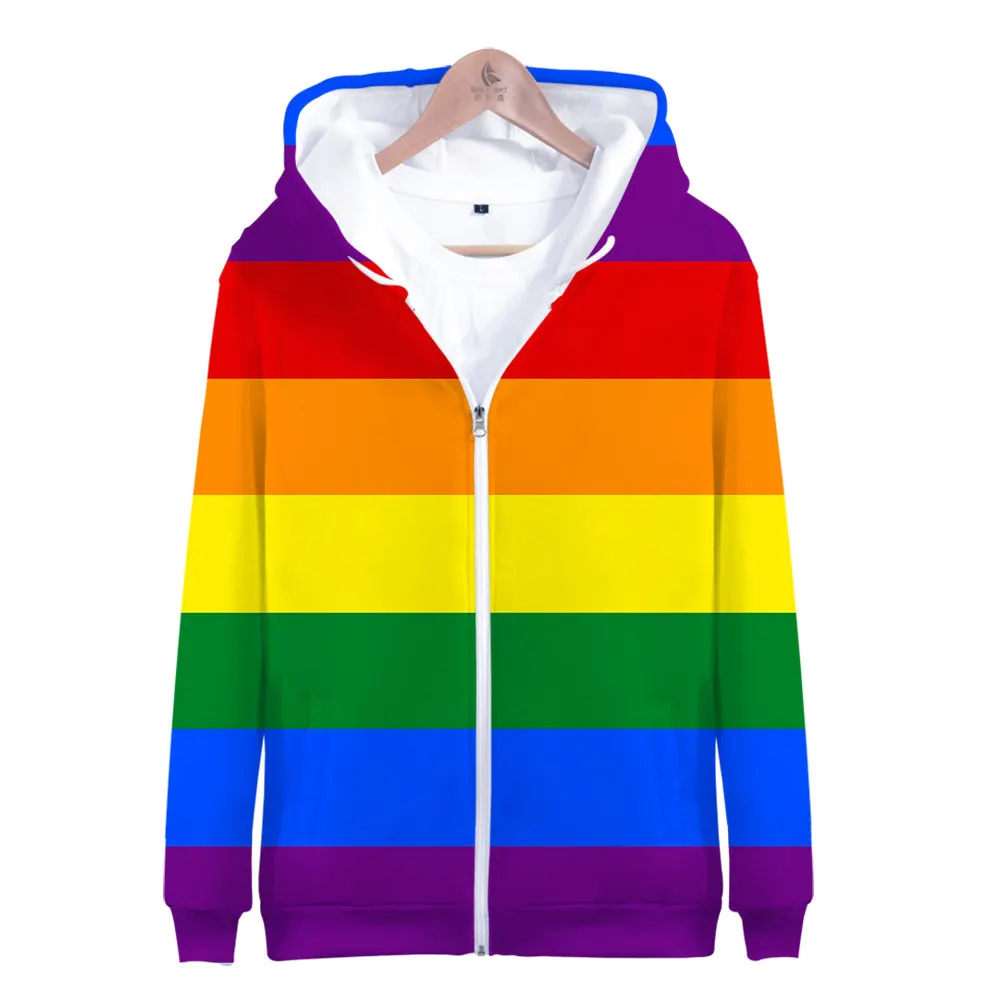 

LGBT Zipper Hoodies Flag Design Hoodies Sweatshirt Men/women Oversized High Quality Hoodie Rainbow 3D Printed Jacket Coat tops