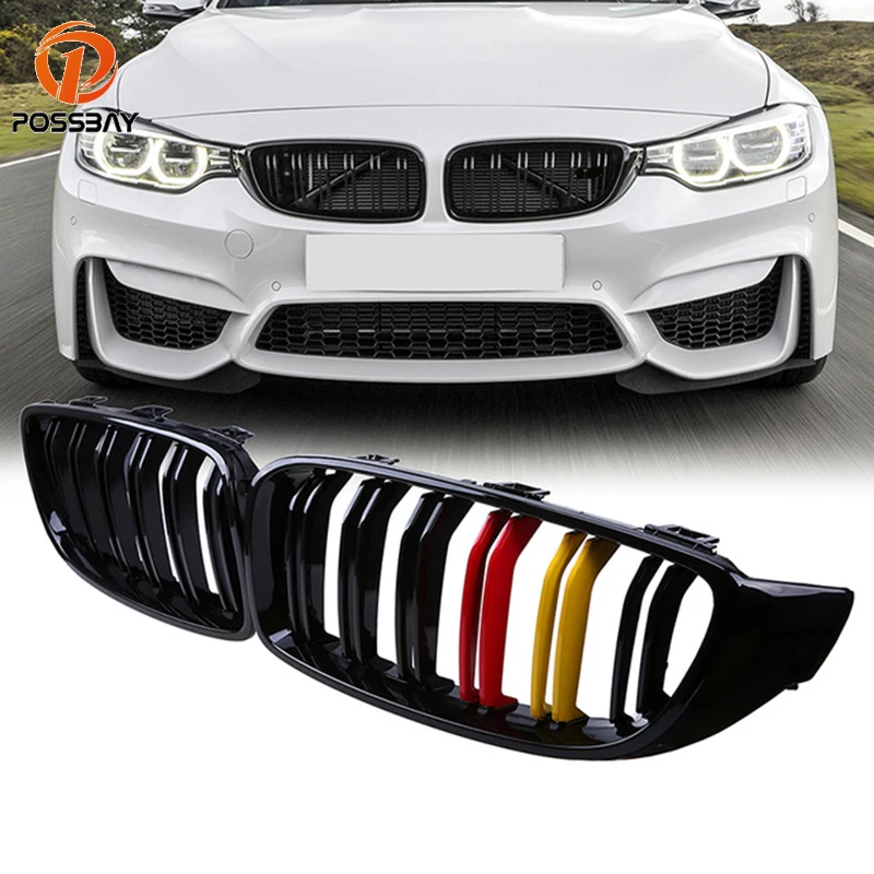 

POSSBAY Car Racing Grills Gloss Black 2-Line Front Kidney Grilles for BMW 4 Series F32 Coupe F33 Cabrio F82 M4 Coupe 2013-2017