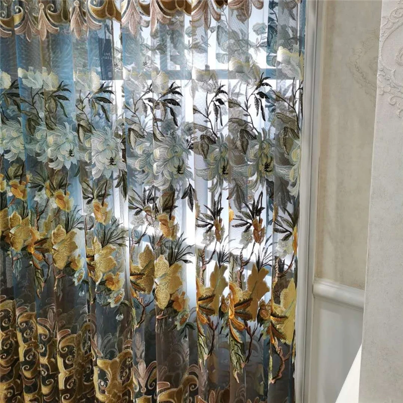 Европейский роскошный высококачественный вышитый занавес для спальни окна