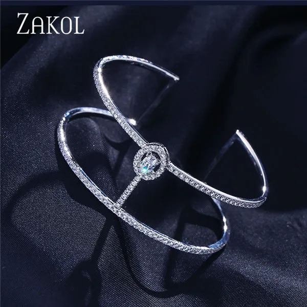Bracelet White 10 ZAKOL, Новое поступление, круглая форма, изысканные микро браслеты-манжеты, браслет и Открытое кольцо, набор для женщин, мужская бижутерия, FSSP394 - Окраска металла: Bracelet White 10