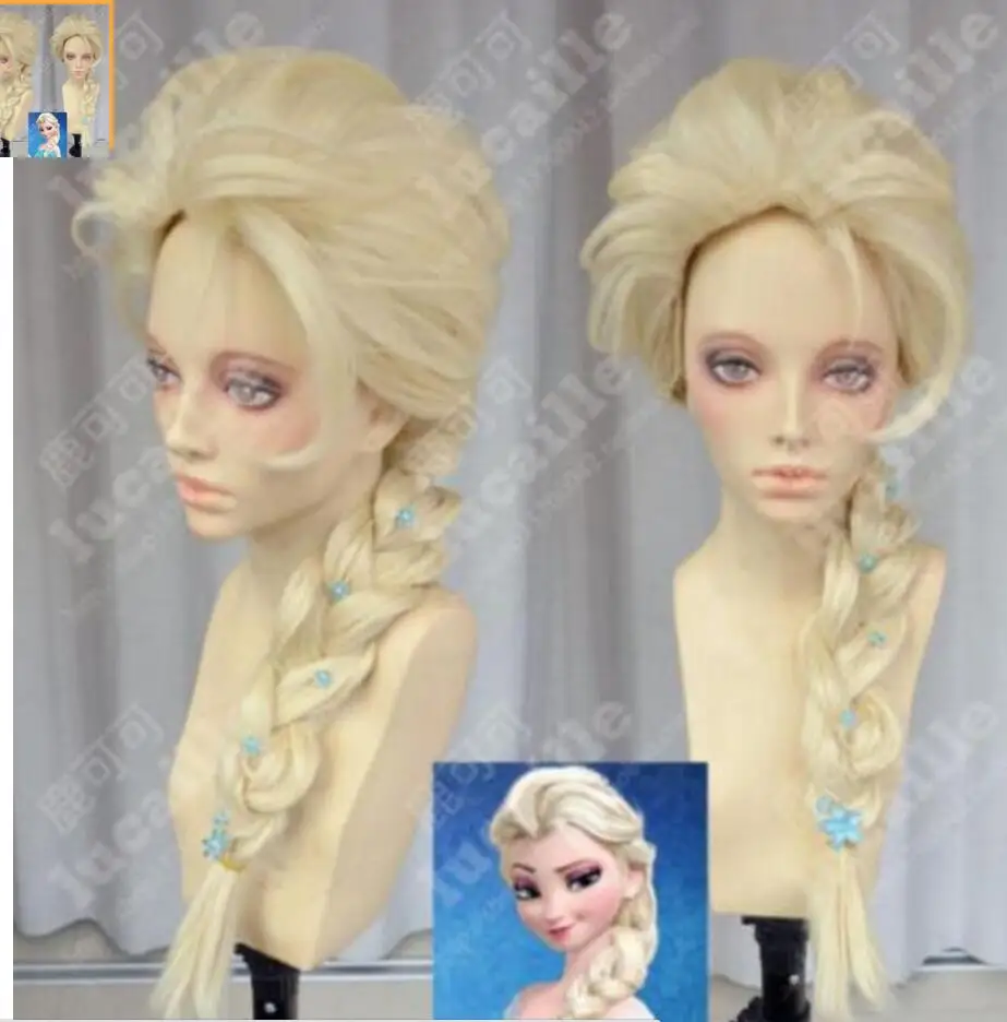 Парик для косплея Плетеный со светлыми волосами холодная Снежная королева Эльза