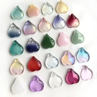 10pcs heart shape petal 15x13mm lampwork crystal glass top drilled pendants loose beads for jewelry making diy crafts findings