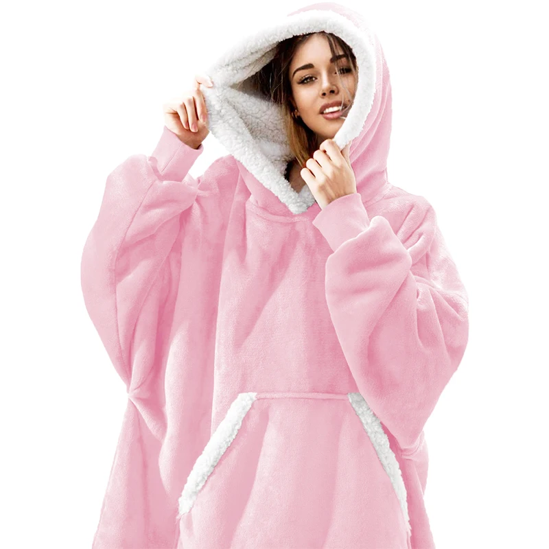 

Women Wearable Hoodie Blanket with Sleeves Fleece Soft Plaid Blanket Winter Hoodies Pullover Oversized Hoodies Sweatshirts