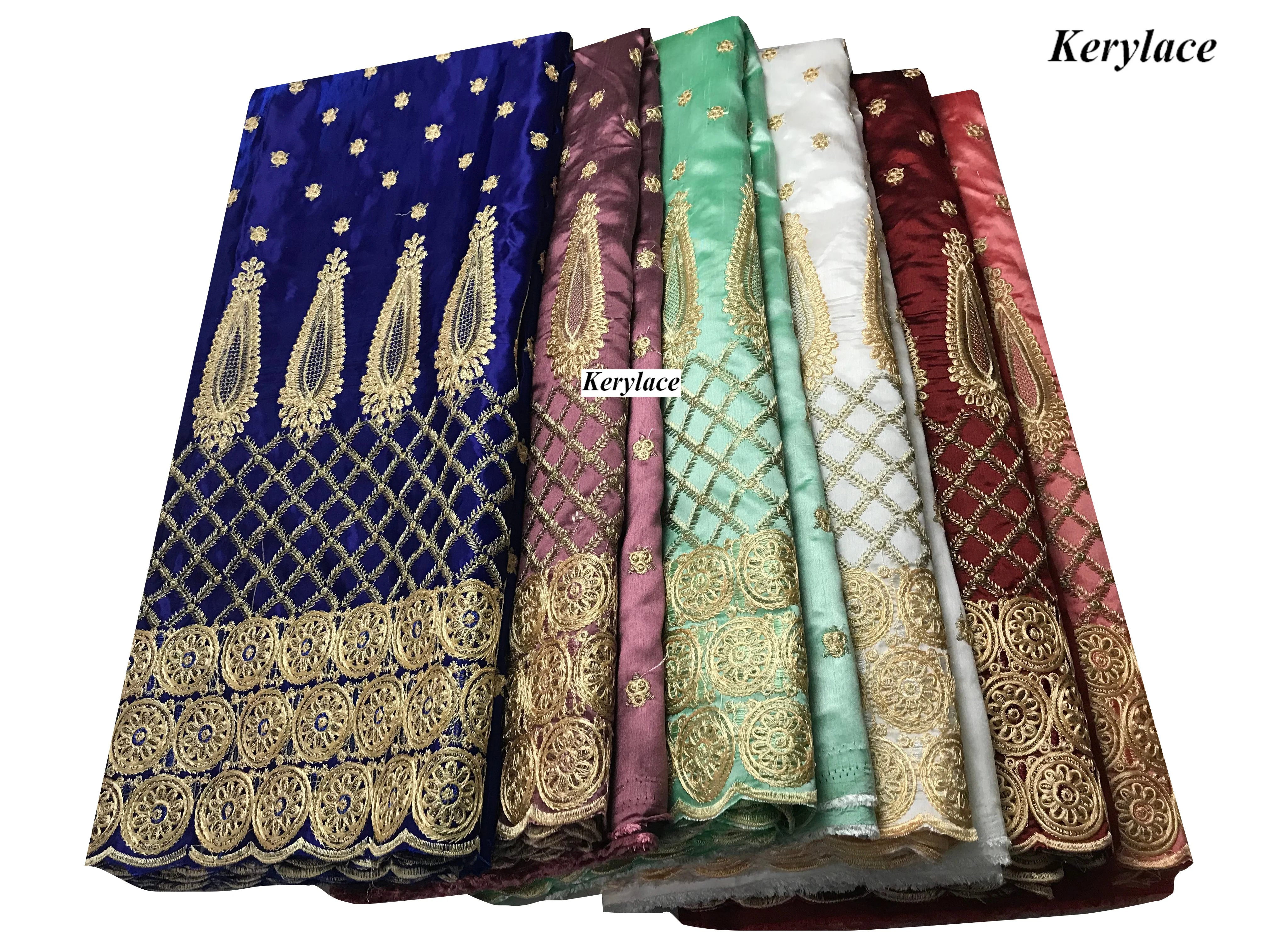 Новейший дизайн хлопка светло-фиолетовая африканская кружевная ткань George для