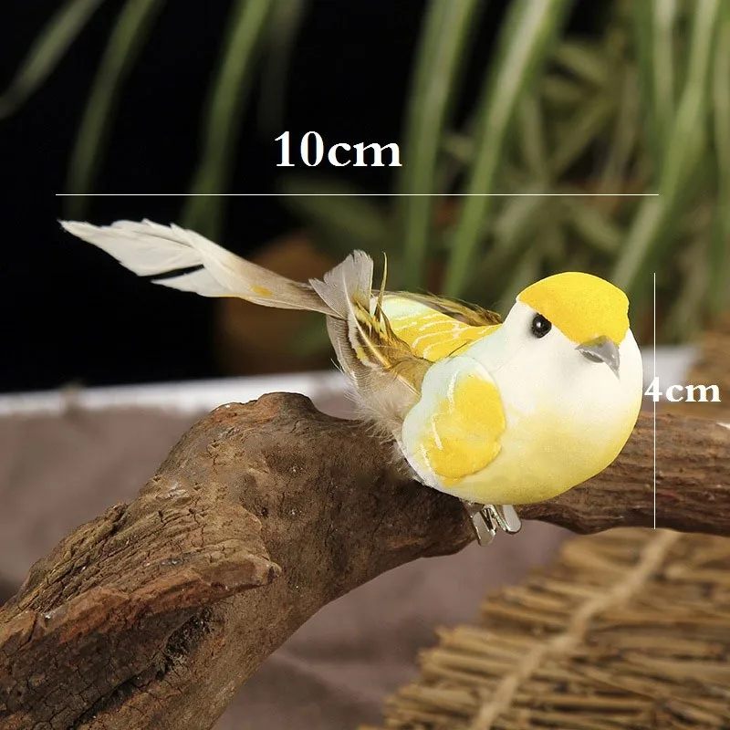 

6 Color Creative Fake Feather Bird Model Xmas Tree Decor Perched Woodland Birds Adornment Animal Miniatures