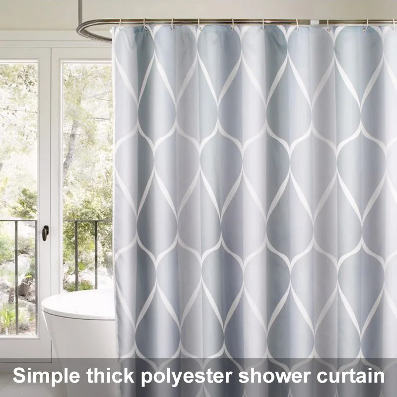 

Thick Shower Curtain Polyester Fabric Waterproof Machine Washable with Rivets BDF99