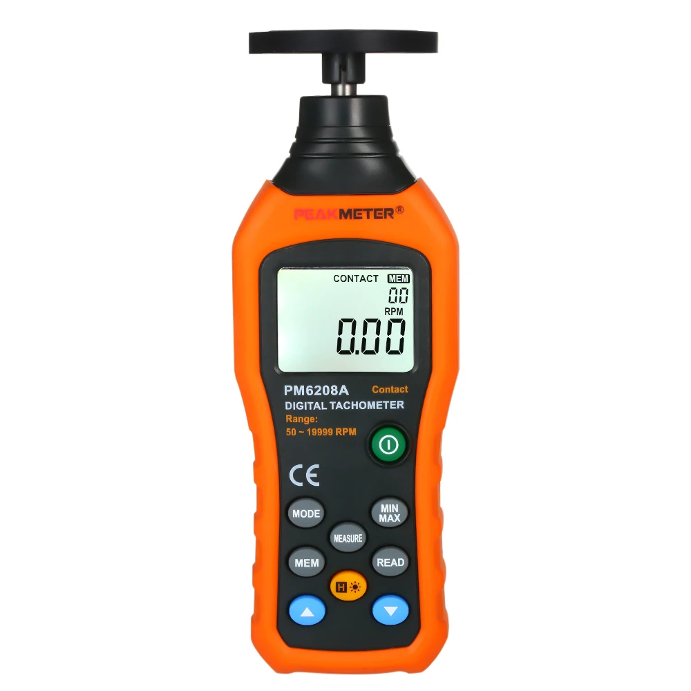 Цифровой тахометр портативный контактный ЖК спидометр измеритель оборотов в