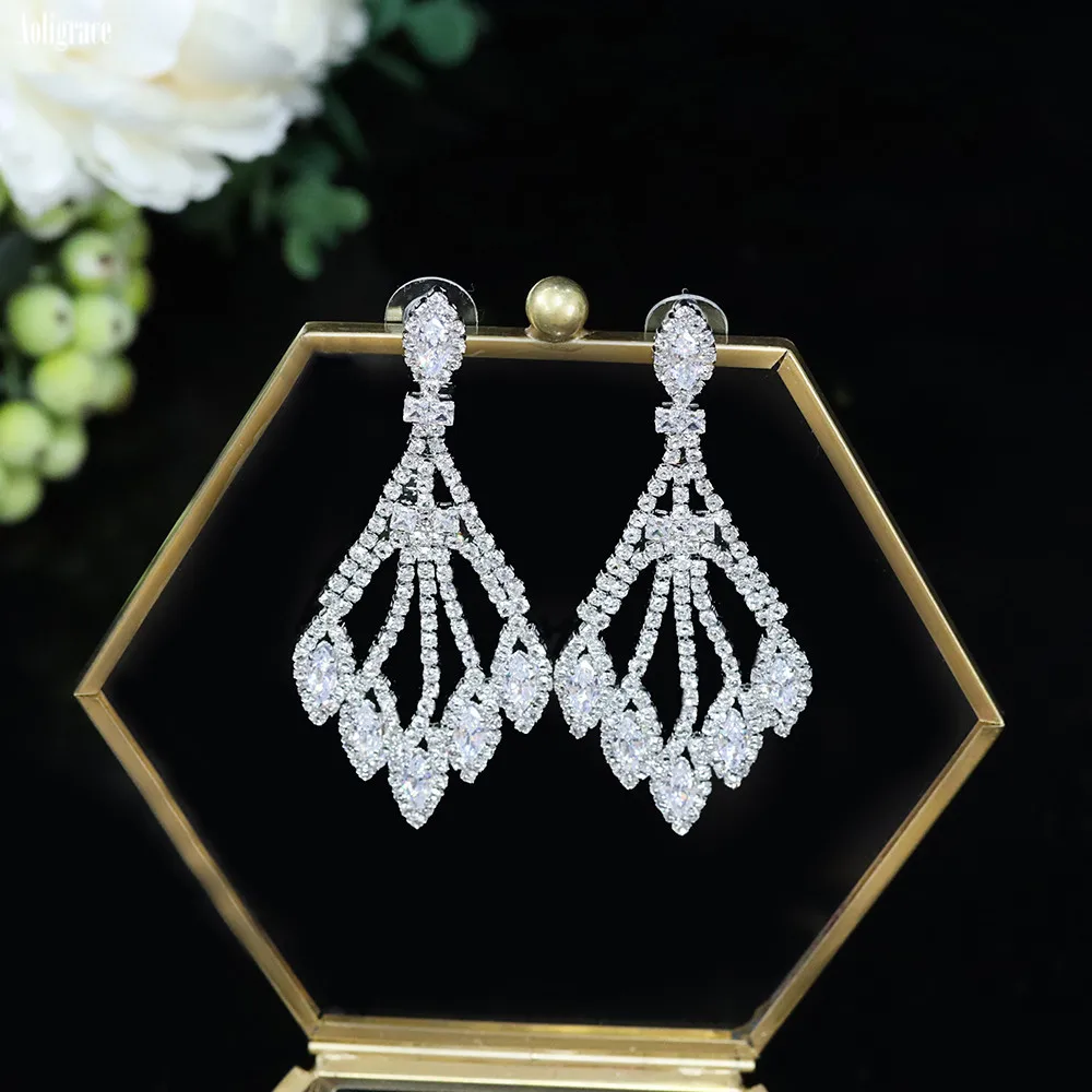

Luxury Cubic Zirconia Drop Earrings for Wedding Girls and Women Crystal Diamonds Long Dangle CZ Bridesmaid Earrings Gifts