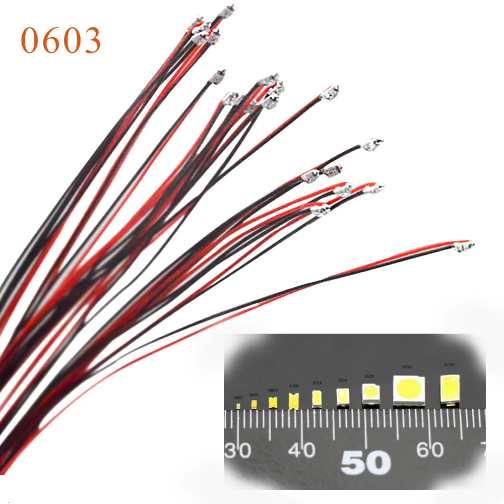 20 шт. 0603 SMD модель поезда HO N OO шкала предварительно припаянный micro litz проводной светодиодный провод с резистором 1,5 K