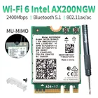 Двухдиапазонная Wi-Fi-карта 2400 Мбитс, 6 м, 2 беспроводных Wi-Fi-карты для Intel AX200 8265 AX200NGW, адаптер Bluetooth 5,1 802.11ax 2,4 ГГц5 ГГц MU-MIMO