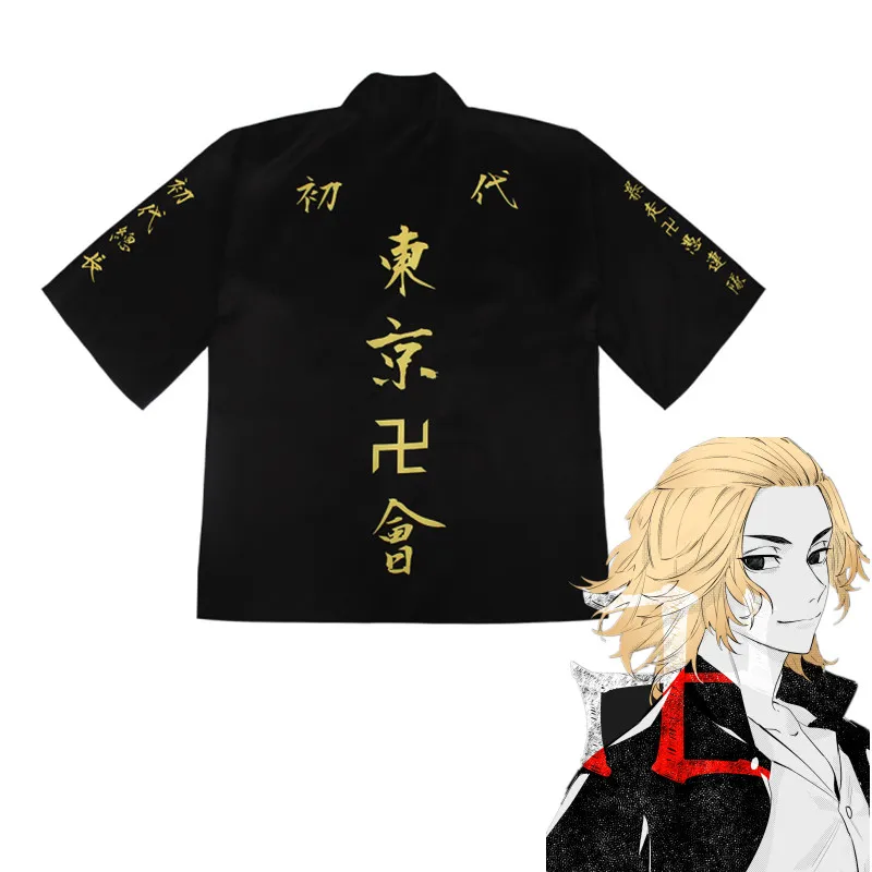 

Anime Cosplay T-shirt Cloak of Draken Manji Gang Summer Haori Kimono Tee Men Short-sleeve Tokyo Revengers Costume