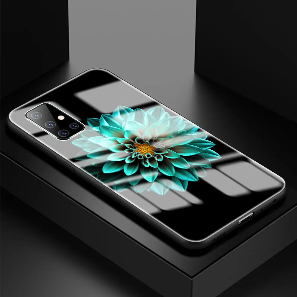 

Tempered Glass Case for Samsung Galaxy A51 A50 A71 A70 A31 A30 A21s A91 A10 A40 Fashion Phone Cover Flowers