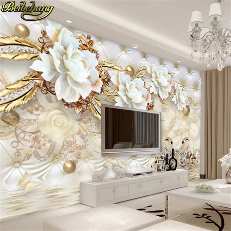 Обои для фото на заказ 3D Фреска настенная бумага стикер 3d роскошный золотой белый