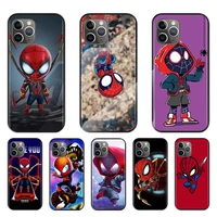 marvel cute spiderman for apple iphone 7 8 x xr xs 11 12 13 se 2020 pro max mini plus black silicone soft phone case
