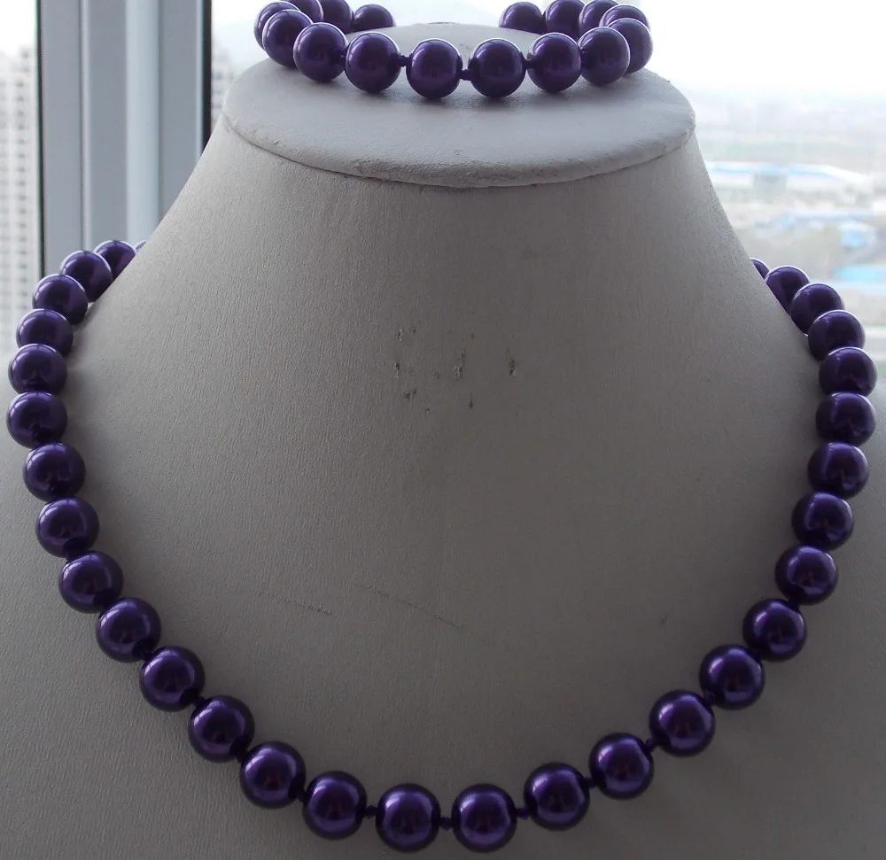 Бесплатная доставка&gt 10 мм темно-фиолетовый Южное море Жемчужное ожерелье