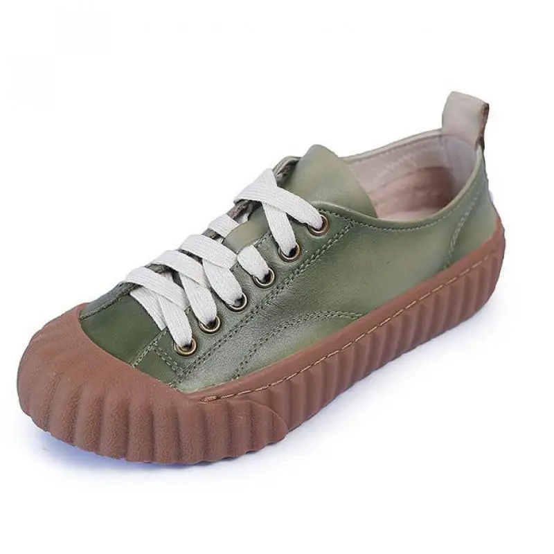 

Johnature Women Shoes Genuine Leather 2021 New Sneakers Lace-Up Spring/Autumn Handmade Concise Shallow Leisure Ladies Sneakers